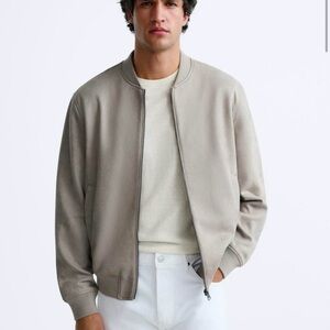 Zara Men’s Faux Suede Bomber Gray Medium